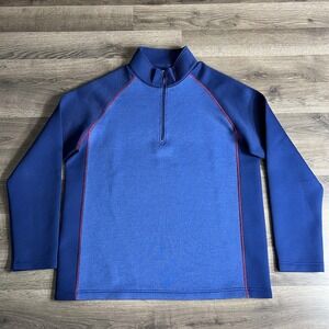 Criquet Tour Pullover‎ Mens Large 1/4 Zip Blue Raglan Long Sleeve Golf Stretch